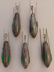 Sea Fishing Dumpy Gripper Weights with Short Tail, 5 Pack Breakout Sinkers - 4oz