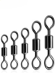 Fishing Swivels, Barrel Swivels Black, silver Sea Fishing Tackles Connector Stainless Steel Terminal Tackle - #4_15mm_50pcs