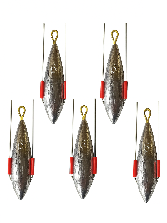 6oz Distance Sea Fishing Grip Lead Weights X5 Beach Surf Casting Breakout Sinker