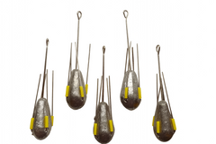 Sea Fishing Grip Weights Dumpy with Long Tail, 5 Pack, 4oz 5oz 6oz 7oz 8oz 9oz
