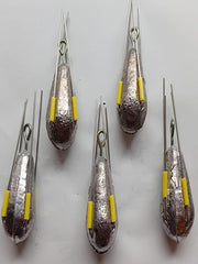 Sea Fishing Dumpy Gripper Weights with Short Tail, 5 Pack Breakout Sinkers - 5oz