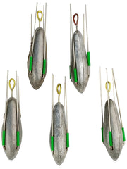 Sea Fishing Dumpy Gripper Weights with Short Tail, 5 Pack Breakout Sinkers - 7oz