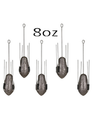 Sea Fishing Dumpy Gripper Weights with Long Tail, 5 in a Pack - 8oz