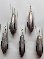 Sea Fishing Dumpy Gripper Weights with Short Tail, 5 Pack Breakout Sinkers - 8oz