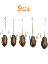 Sea Fishing Dumpy Gripper Weights with Long Tail, 5 Pack, 4oz 5oz 6oz 7oz 8oz 9oz