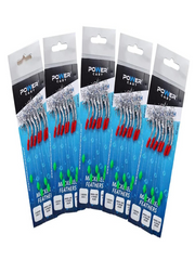 Mackerel Feathers Sea Fishing Lures 7 Hook Sabiki Rig UK Boat Pier Tackle Pack of 5 - Tinsel Flash
