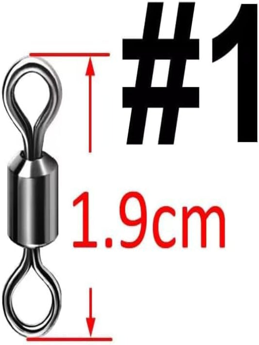 Fishing Swivels, Barrel Swivels Black, silver Sea Fishing Tackles Connector Stainless Steel Terminal Tackle - #1_19mm_50pcs