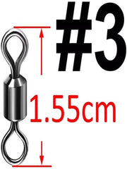 Fishing Swivels, Barrel Swivels Black, silver Sea Fishing Tackles Connector Stainless Steel Terminal Tackle - Mixed- #1#2#3#4 - 100 Pcs