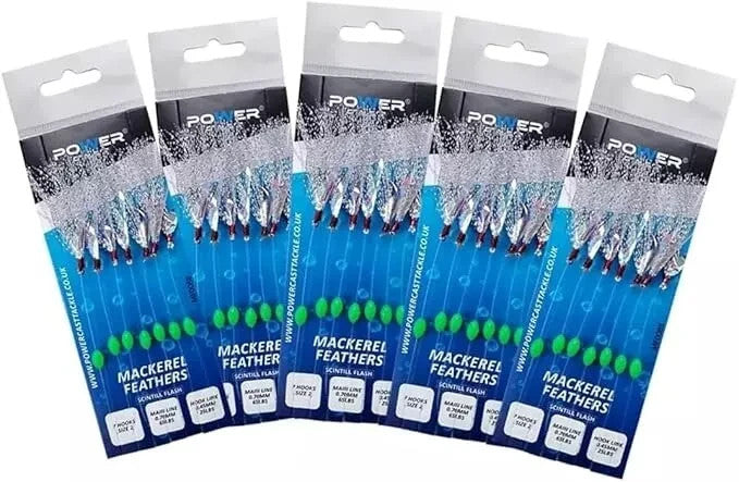 Mackerel Feathers Sea Fishing Lures 7 Hook Sabiki Rig UK Boat Pier Tackle