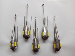 Sea Fishing Grip Weights Dumpy  with Long Tail, 5 Pack, 4oz 5oz 6oz 7oz 8oz 9oz