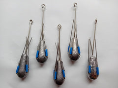 Sea Fishing Grip Weights Dumpy  with Long Tail, 5 Pack, 4oz 5oz 6oz 7oz 8oz 9oz