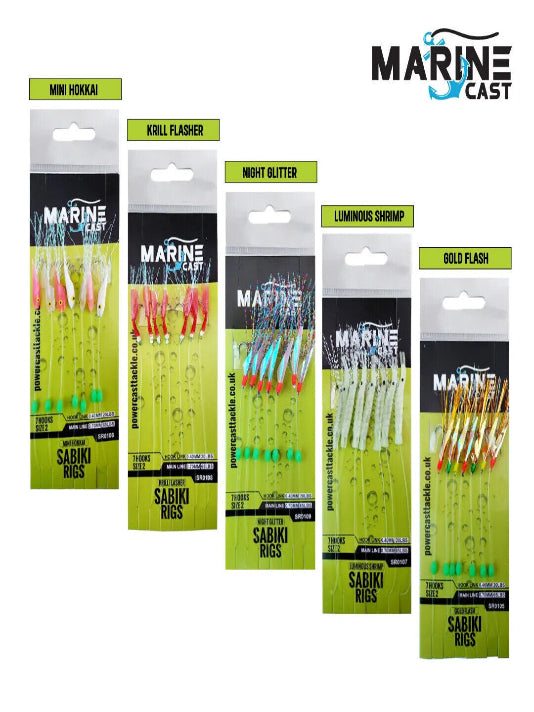 Marine Cast 5 different types mackerel feathers, hook size 2