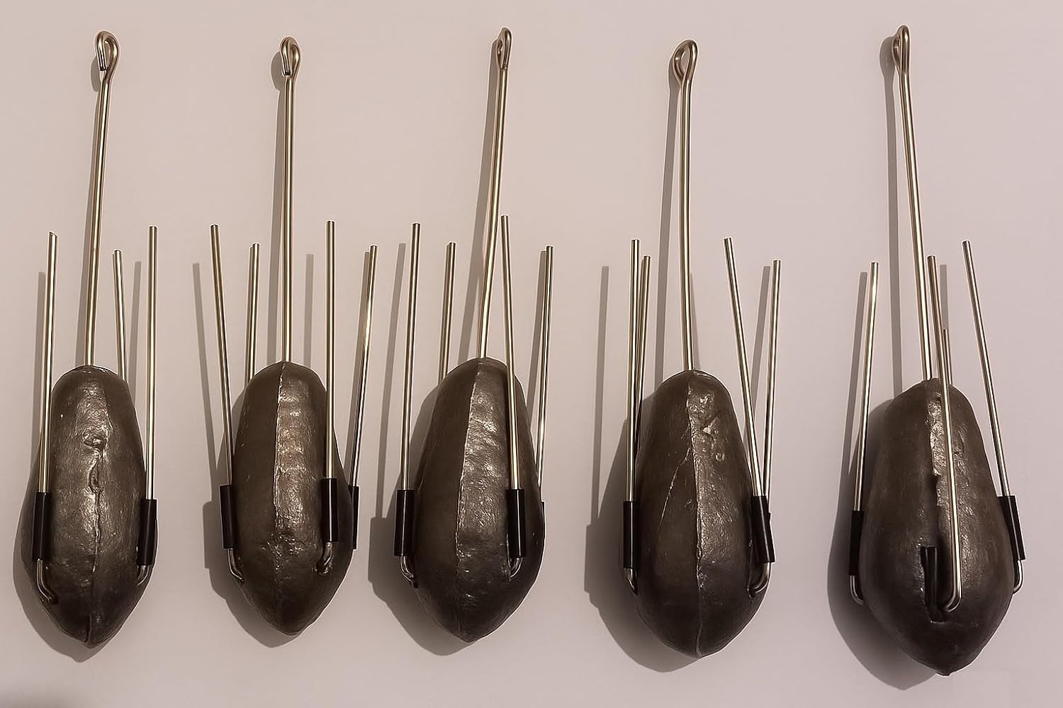 Sea Fishing Grip Weights Dumpy  with Long Tail, 5 Pack, 4oz 5oz 6oz 7oz 8oz 9oz