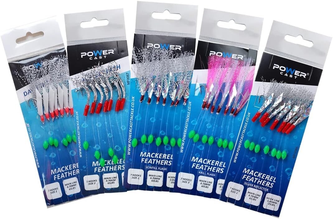 mackerel feathers sea fishing rigs lures 7 Hooks Sabiki Rig By Power Cast