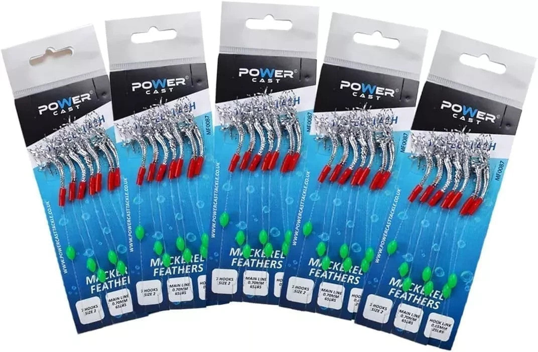 Mackerel Feathers Sea Fishing Lures 7 Hook Sabiki Rig UK Boat Pier Tackle