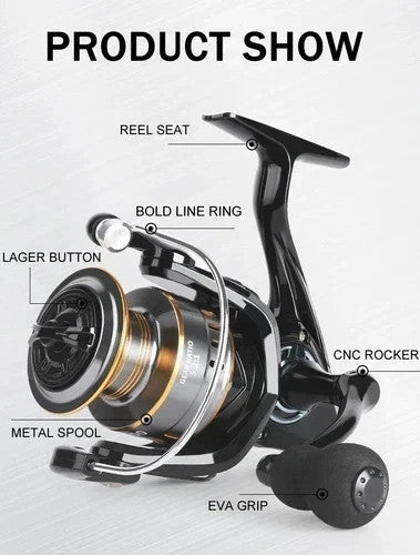 7000 Spinning Fishing Reel Ultra-Light 5.2:1 Gear Ratio 26LB Max Drag