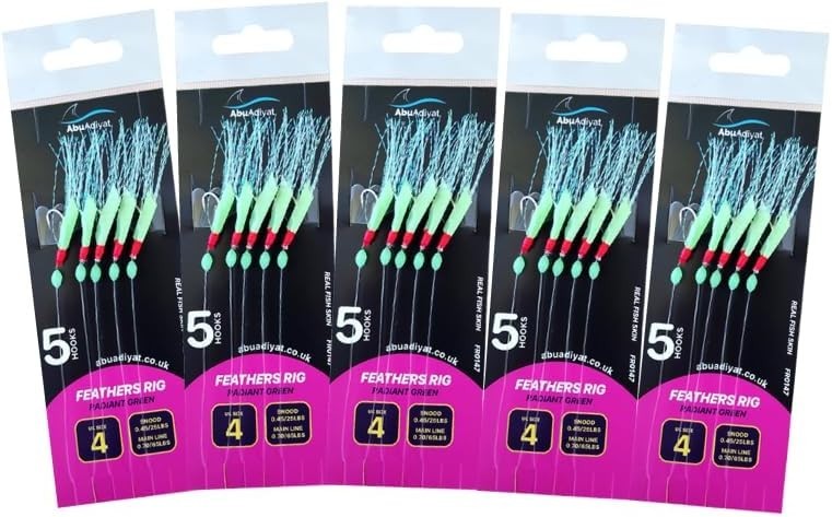 Mackerel Feathers Sea Fishing Rigs Lures 5 Hook Sabiki Rig - UK