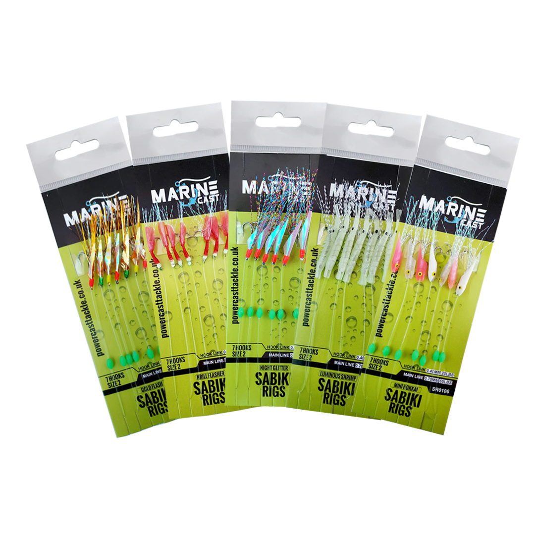 Mackerel Feathers Sea Fishing Rigs Lures 7 Hook Sabiki Rig Hook Size 2