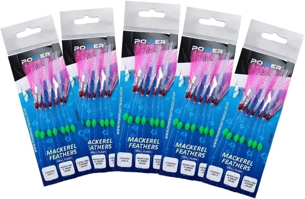 Mackerel Feathers Sea Fishing Lures 7 Hook Sabiki Rig UK Boat Pier Tackle