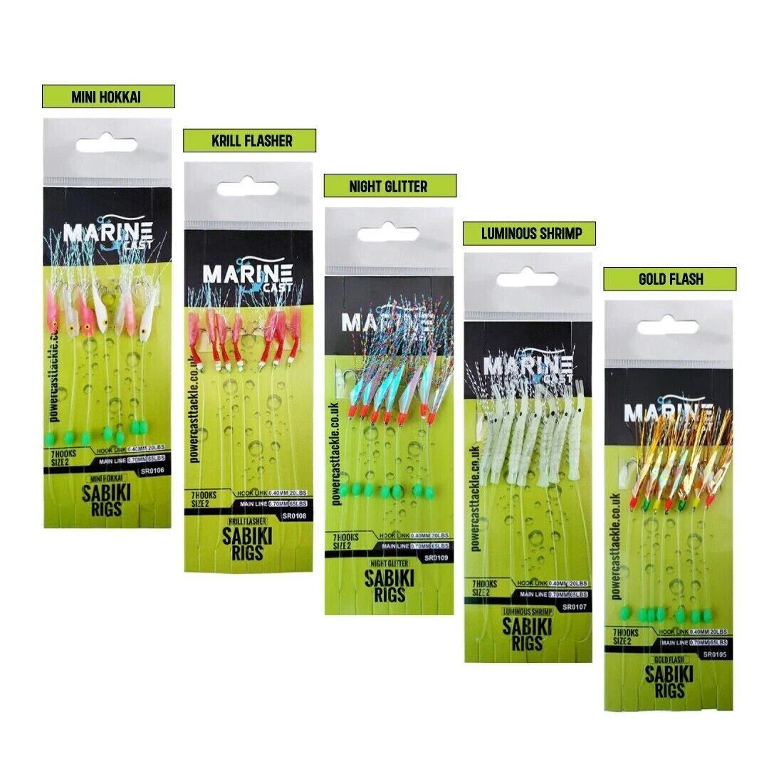 Mackerel Feathers Sea Fishing Rigs Lures 7 Hook Sabiki Rig Hook Size 2