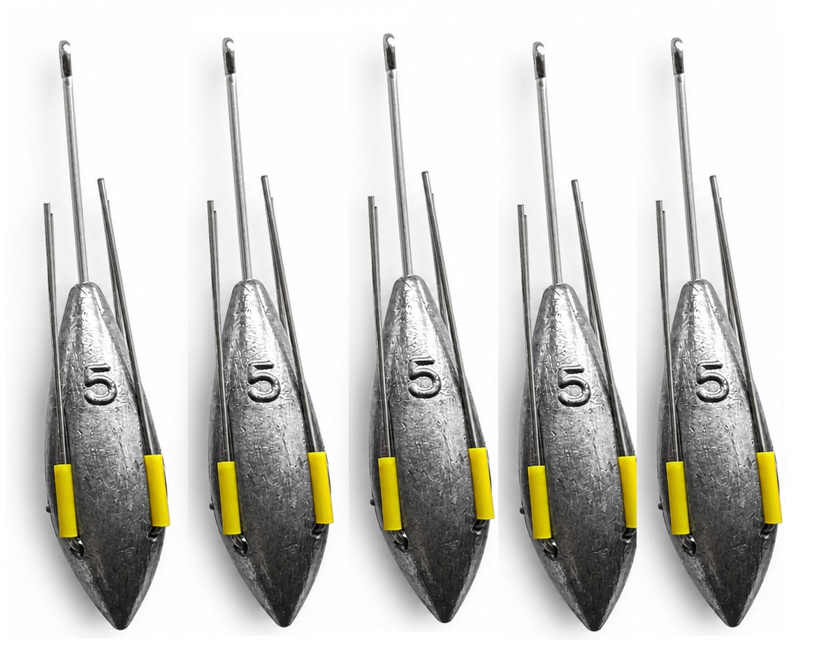 Distance Fishing Grip Weight Set for Sea and Beach Fishing, 5 in a Pack, 4oz - 7oz