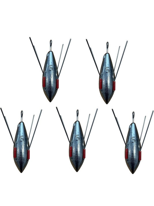 6oz Breakaway Grip Weights – Sea & Beach Fishing Distance Leads (5 Pack)