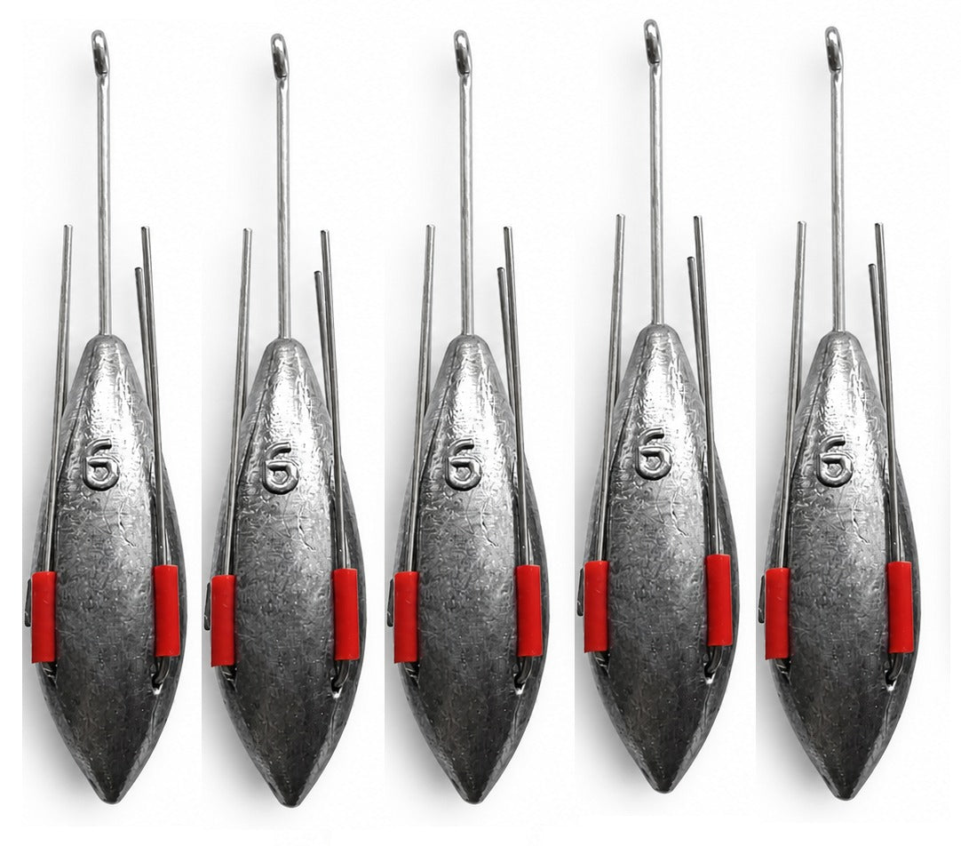 Distance Fishing Grip Weight Set for Sea and Beach Fishing, 5 in a Pack, 4oz - 7oz