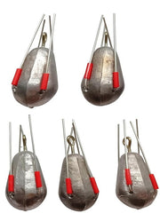 Sea Fishing Dumpy Gripper Weights with Short Tail, 5 Pack Breakout Sinkers - 6oz