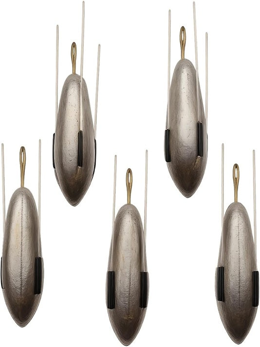 Sea Fishing Dumpy Gripper Weights with Short Tail, 5 Pack Breakout Sinkers - 8oz