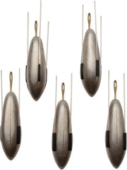 Sea Fishing Dumpy Gripper Weights with Short Tail, 5 Pack Breakout Sinkers - 8oz