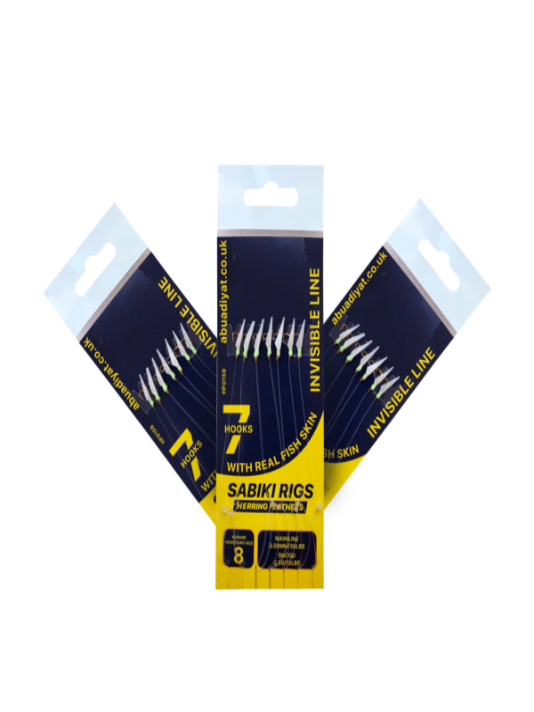 7 Hooks Herring Feathers with Real Fish Skin pack of 3