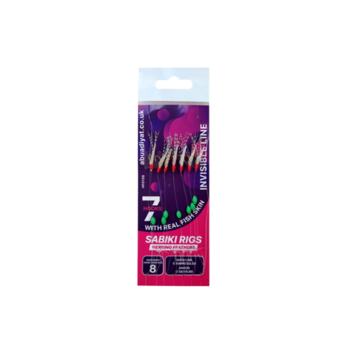 7 Hooks Herring Feathers with Real Fish Skin pack of 3