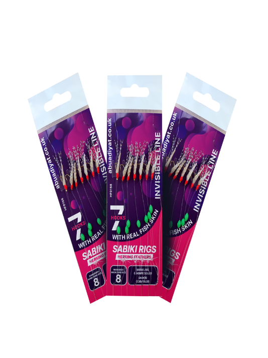 7 Hooks Herring Feathers with Real Fish Skin pack of 3