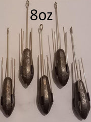 Sea Fishing Dumpy Gripper Weights with Long Tail, 5 Pack, 4oz 5oz 6oz 7oz 8oz 9oz