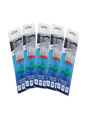 Mackerel Feathers Sea Fishing Lures 7 Hook Sabiki Rig UK Boat Pier Tackle Pack of 5 - Daylight Flash