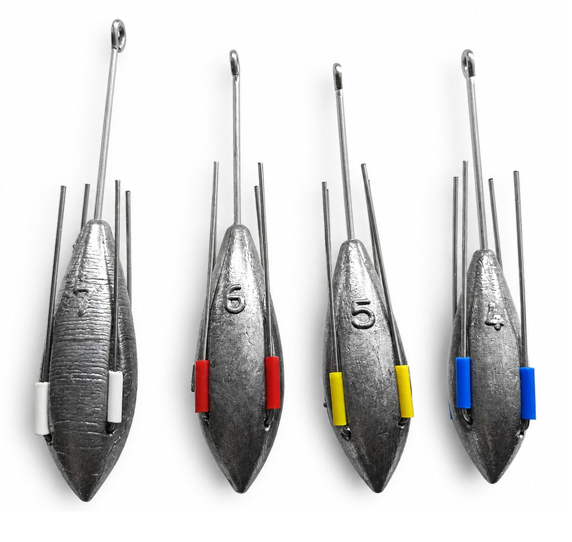 Distance Fishing Grip Weight Set for Sea and Beach Fishing, 5 in a Pack, 4oz - 7oz
